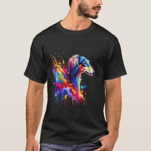 Camiseta Arte Splash Saluki Cão Galgo Persa