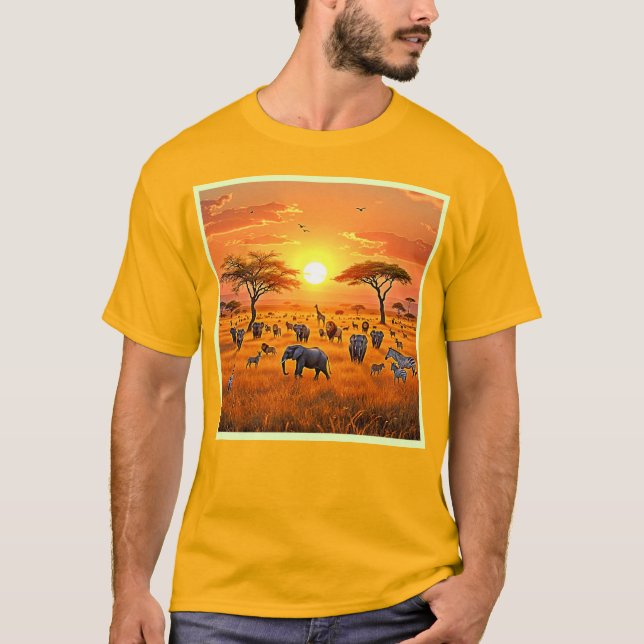 Camiseta Arte Sunset da savana africana (Frente)