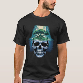Camiseta Arte Surrealista de Árvore com Caveira | Caveira e