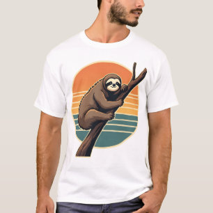 Camiseta Arte Suspensa Retro Vetorial Pôr do Sol da Preguiç