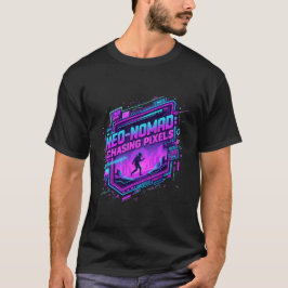 Camiseta Arte Synthwave Neo-Nômade Ciberpunk - Futuro Retrô