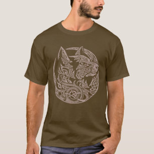 Camiseta Arte Tribal Celta com Entrelaçado de Lobo