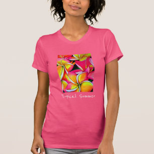 Camiseta Arte tropical da flor do Frangipani do slogan do