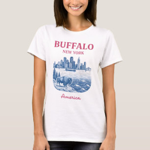 Camiseta Arte Urbana da Cidade de Buffalo Nova York Fofa em