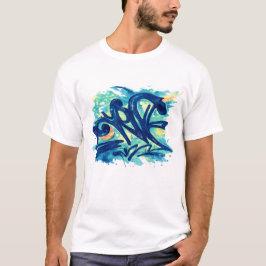 Camiseta Arte Urbana em Salpicos – Arte de Rua Azul e Turqu