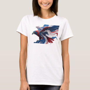 Camiseta Arte Usável Águia Abstrata Azul-Marinho Impression