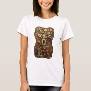 Camiseta Arte Usável Cool Gold NÚMERO DE DIAS SÓBRIO 0