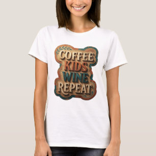 Camiseta Arte Usável Edgy Gold CAFÉ CRIANÇAS VINHO REPITA