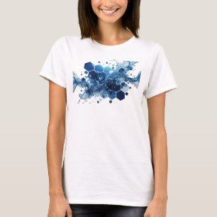 Camiseta Arte Usável em Prata Moderna CRISTAIS AZUIS E ÁGUA