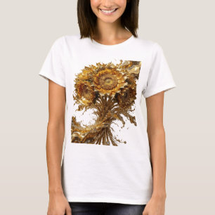 Camiseta Arte Usável GIRASSÓIS DOURADOS Ouro Divertido