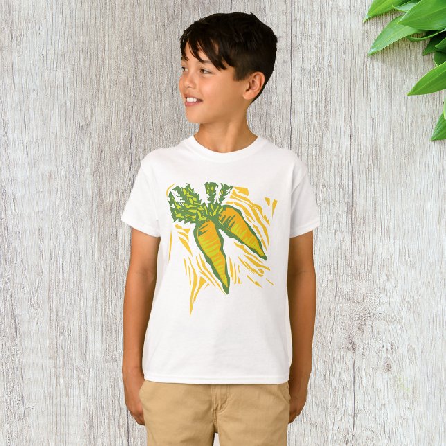 Camiseta Arte Vegetal Colorida de Cenoura Fresca (Criador carregado)