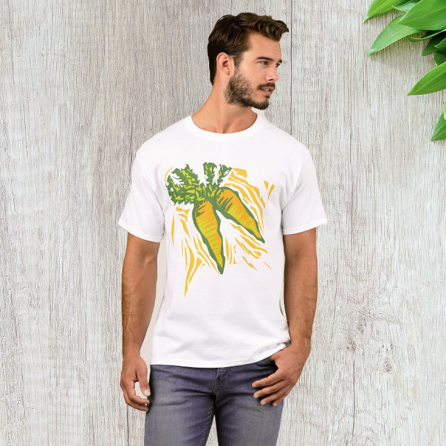 Camiseta Arte Vegetal Colorida de Cenoura Fresca (Criador carregado)