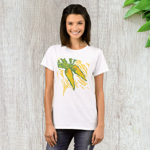 Camiseta Arte Vegetal Colorida de Cenoura Fresca