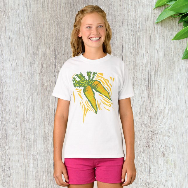 Camiseta Arte Vegetal Colorida de Cenoura Fresca (Criador carregado)