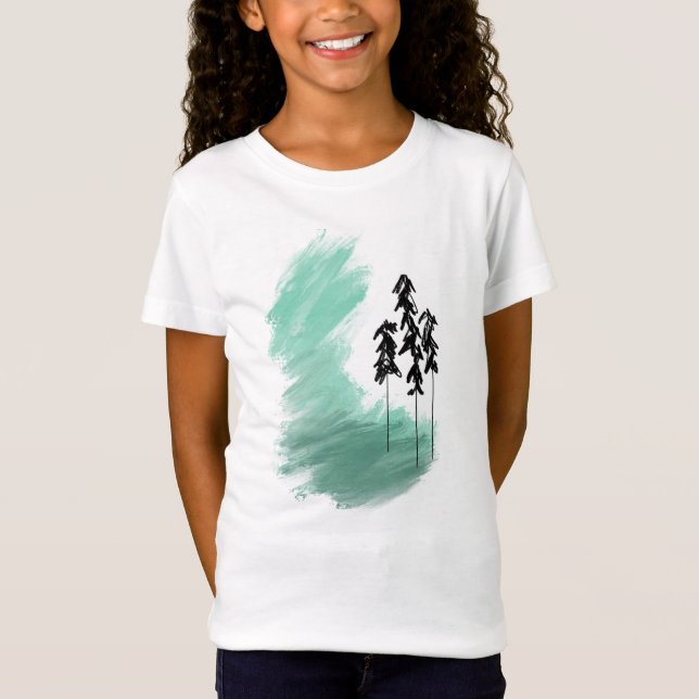 Camiseta Arte verde escandinava: simples horta moderna (Frente)