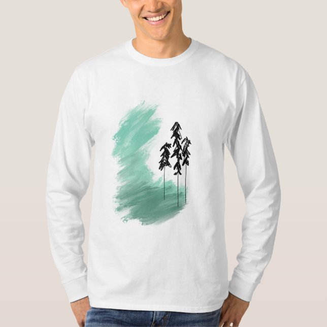 Camiseta Arte verde escandinava: simples horta moderna (Frente)