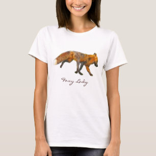 Camiseta Arte Vestida de Raposa Vermelha Selvagem