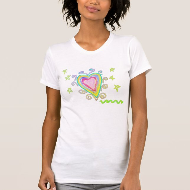 Camiseta Arte Vestível Abstrata Coração Feliz (Frente)