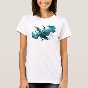 Camiseta Arte Vestível Aves Abstratas Azuis Impressionantes