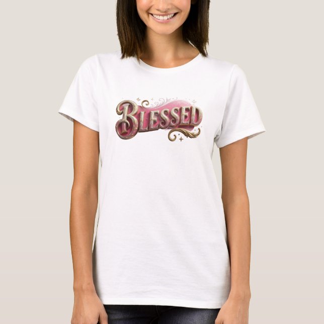 Camiseta Arte Vestível BLESSED Esbelta (Frente)