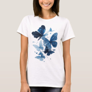 Camiseta Arte Vestível Borboletas Azuis Marginais
