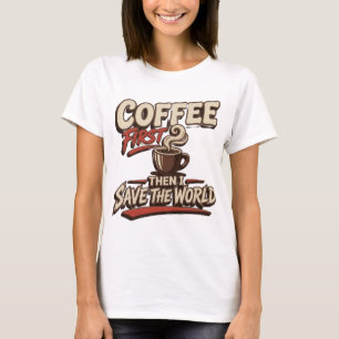 Camiseta Arte Vestível CAFÉ VERMELHO FRESCO SALVE O MUNDO P