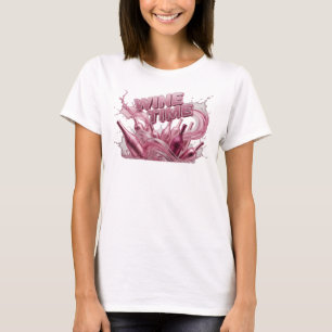 Camiseta Arte Vestível Cativante Rosa TEMPO DO VINHO