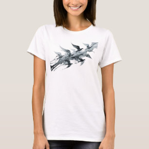 Camiseta Arte Vestível de Aves Abstratas Prateadas Lindas
