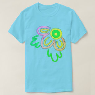 Camiseta Arte Vestível de Flor Abstrata Funky