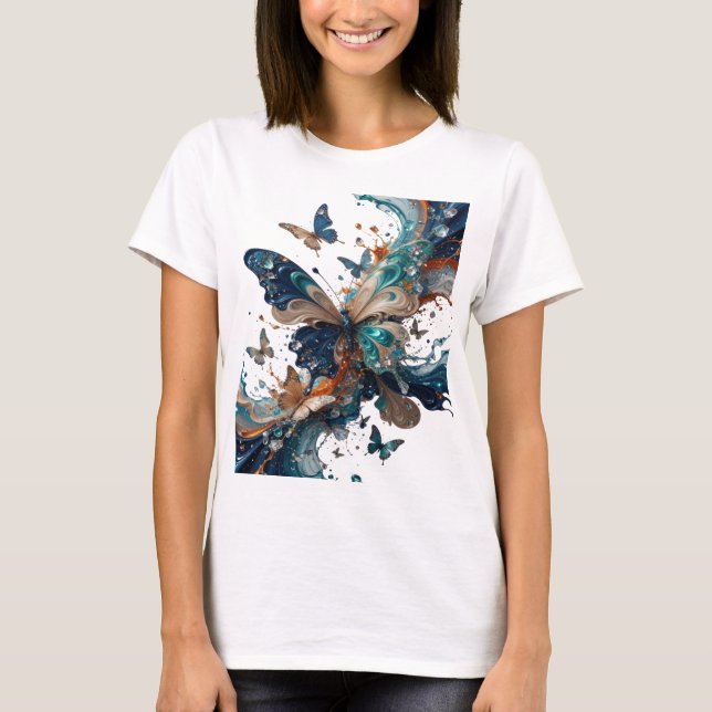 Camiseta Arte Vestível em Prata Statement MAGIC BORBOLETA (Frente)