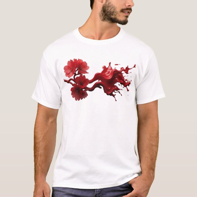 Camiseta Arte Vestível Flor Abstrata Chic (Frente)