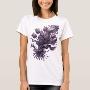 Camiseta Arte Vestível Fusão Floral Roxa CrocanTE