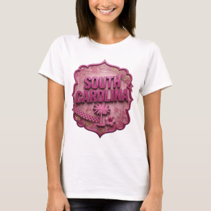Camiseta Arte Vestível Rosa Atraente SOUTH CAROLINA