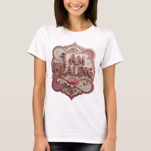 Camiseta Arte Vestível Rosa Chic EU ESTOU ME CURANDO
