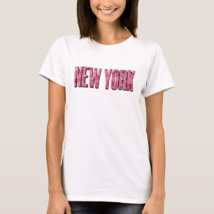 Camiseta Arte Vestível Rosa Clássico NEW YORK