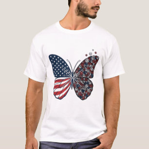 Camiseta Arte Vetorial Borboleta da Paz Patriótica Vintage_
