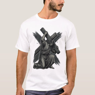 Camiseta Arte vetorial cristã vintage de Jesus carregando a