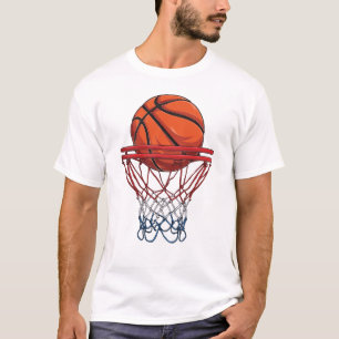 Camiseta Arte Vetorial de Aro e Rede de Basquete com Som de