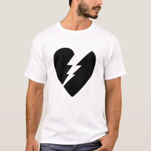 Camiseta Arte vetorial de coração partido a preto e branc