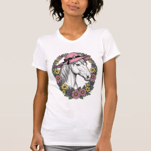 Camiseta Arte Vetorial de Design de Retrato de Cavalo Flora
