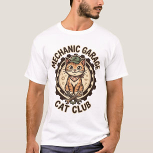 Camiseta Arte Vetorial de Gato de Garagem Mecânica - Gara M