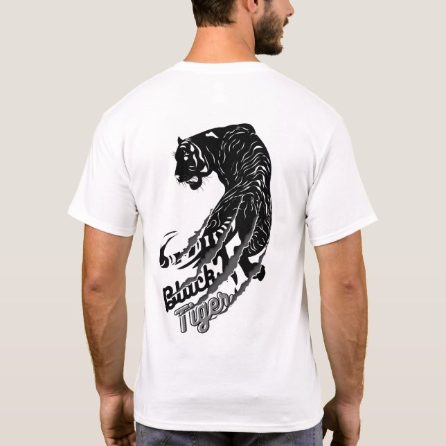 Camiseta Arte vetorial de Tigre Preto com Texto Tigre Preto (Verso)