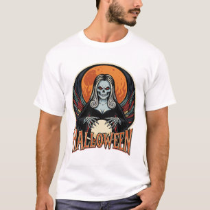 Camiseta Arte Vetorial de Vidente Esqueleto Gótico de Hallo