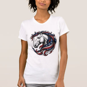 Camiseta Arte Vetorial de Xilogravura Vintage de Cavalo Pat