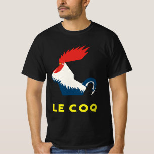 Camiseta Arte Vetorial do Le Coq em Cores Vibrantes e Negri