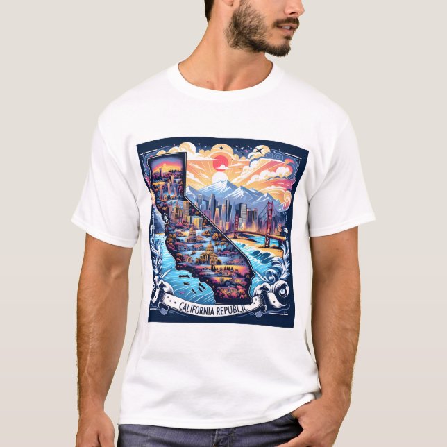 Camiseta Arte vetorial do mapa da Califórnia (Frente)