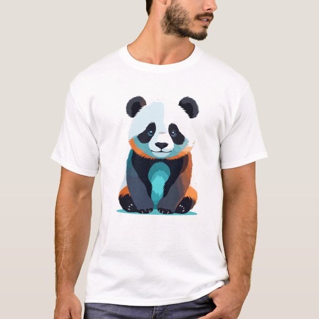 Camiseta Arte vetorial Panda com cores vibrantes (Frente)