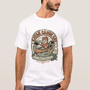 Camiseta Arte Vetorial Vintage de Gato de Caiaque Canoa Gat