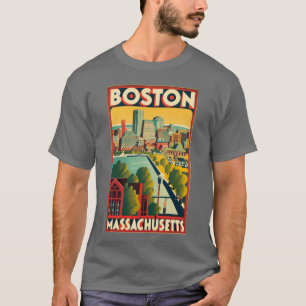 Camiseta Arte Viagens vintage de Boston Massachusetts EUA