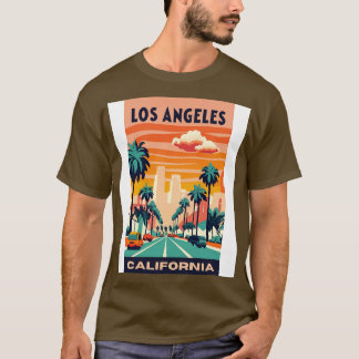 Camiseta Arte Viagens vintage de Los Angeles California EUA